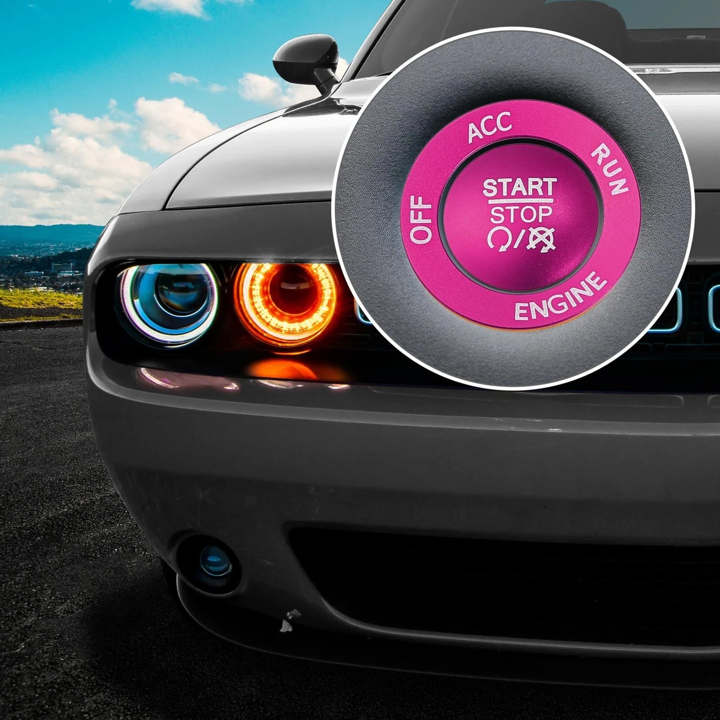 Push Start Button Cover Trim Kit for Dodge Charger Challenger Pink