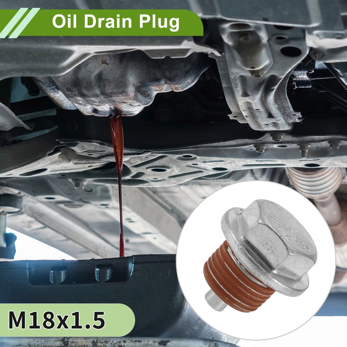 2 x M18x1.5 Copper Oil Drain Plug with Gasket for Car/Motorcycle Silver Red