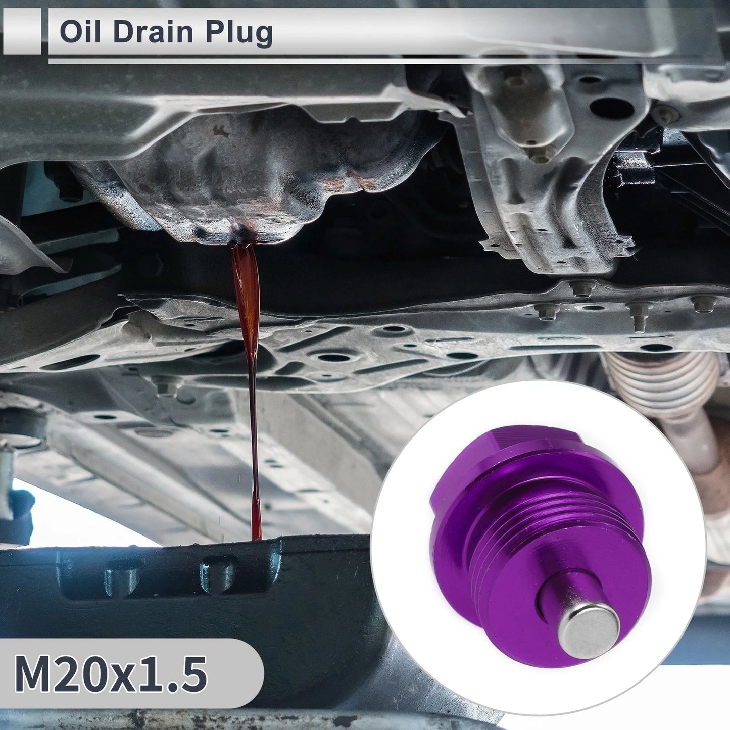 M20x1.5 Engine Oil Drain Plug with Gasket Set for Car Motorcycle Boat Purple