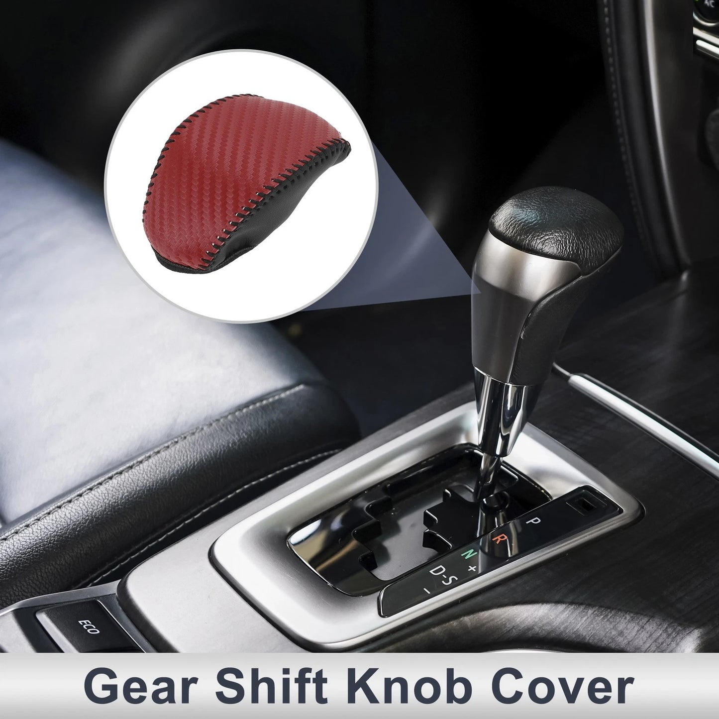 Car Gear Shift Knob Cover Red Carbon Fiber Black Red for Toyota RAV4 (2019–2024)