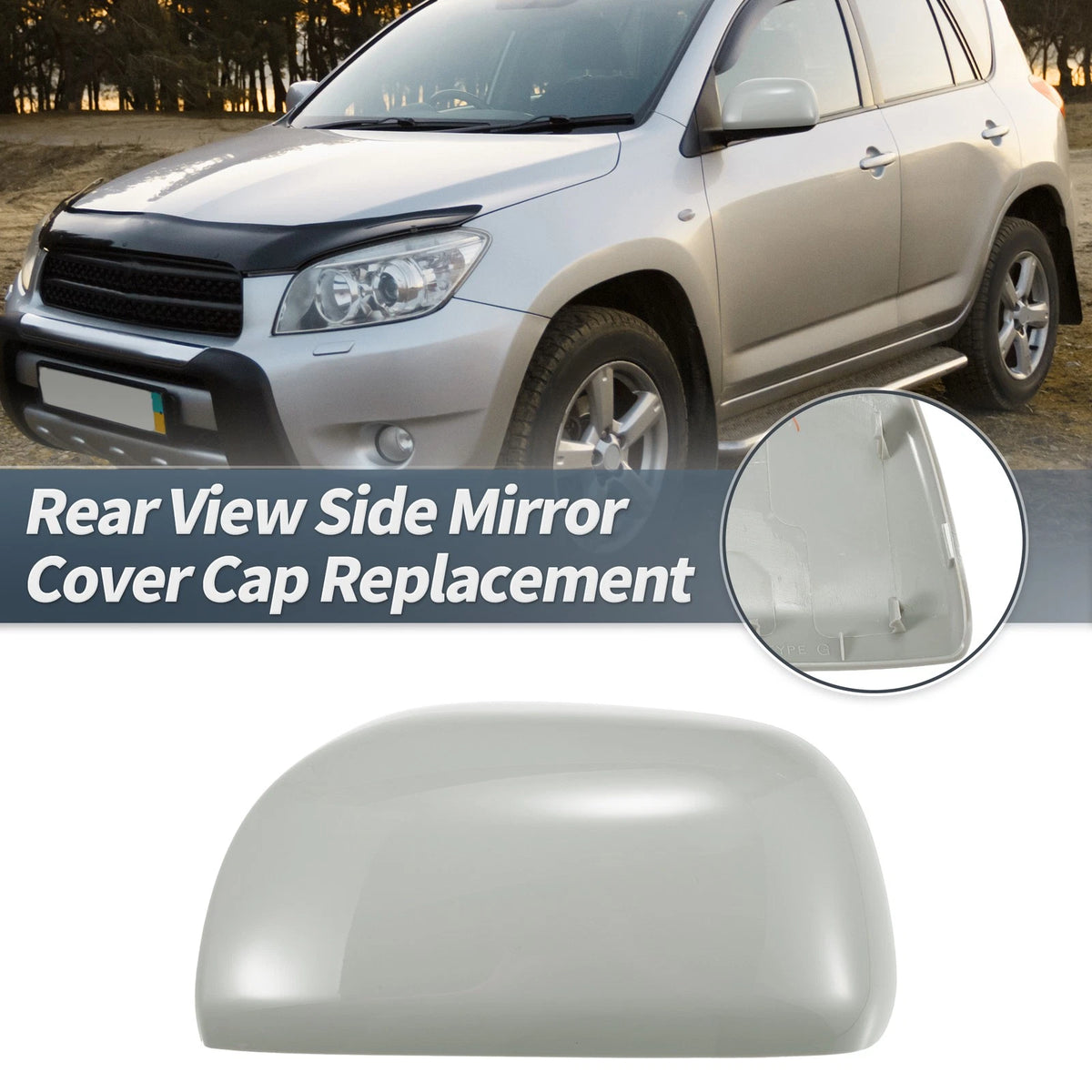 Left Side Car Mirror Cover Cap Gray for Toyota RAV4 (2006-2009)