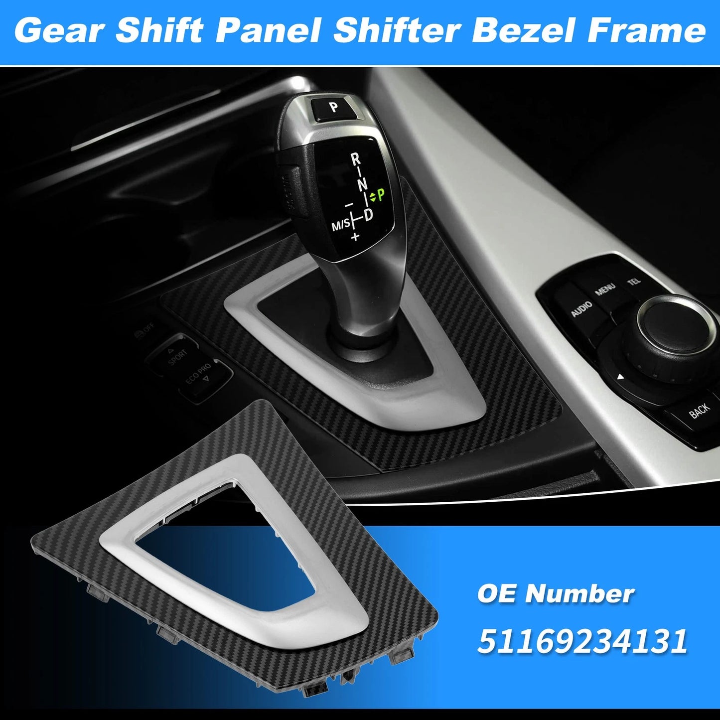 Carbon Fiber Gear Shift Panel Bezel Frame for BMW F30 F31 F32 F33 F34 (2012-2019)