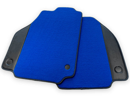 Blue Floor Mats for Ferrari 488 Spider (2015-2023) - Carbon Fiber Leather