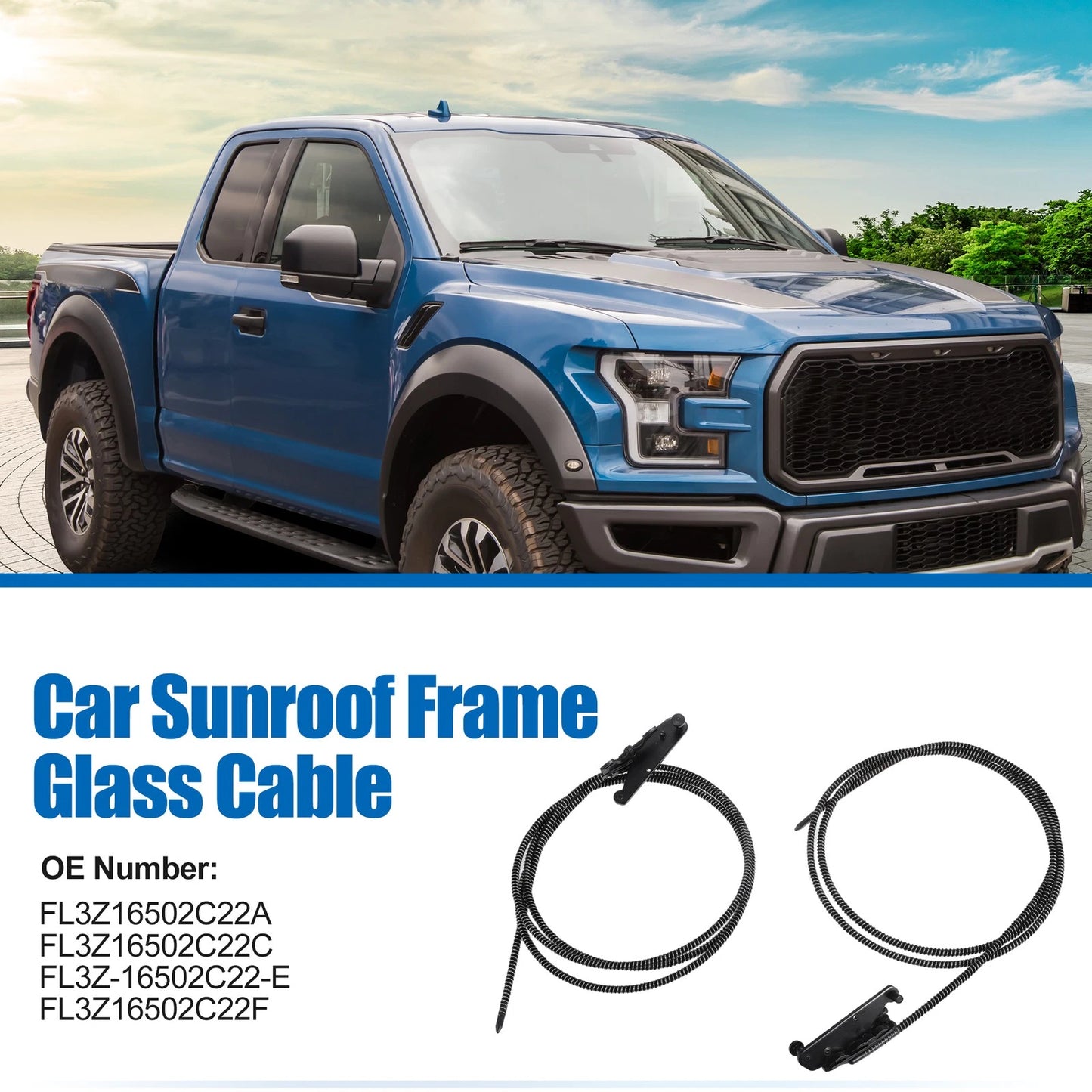 2 x Car Sunroof Frame Glass Cables for Ford F150 F250 F350 F450 (2015-2023)