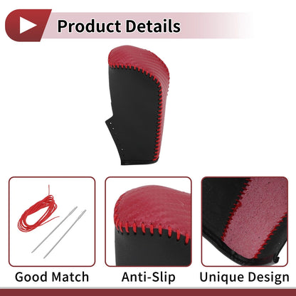 Car Gear Shift Knob Cover for BMW 3 Series E90 (2007-2013) - Black Red Faux Leather