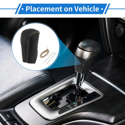 Car Gear Shift Knob Cover for Toyota RAV4 (2013-2016) Black Beige Faux Leather