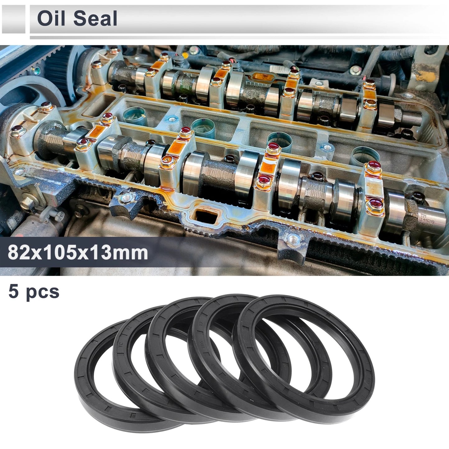 Oil Seal Rotary Shaft Seal Nitrile Rubber 82x105x13mm Black 5 Pcs