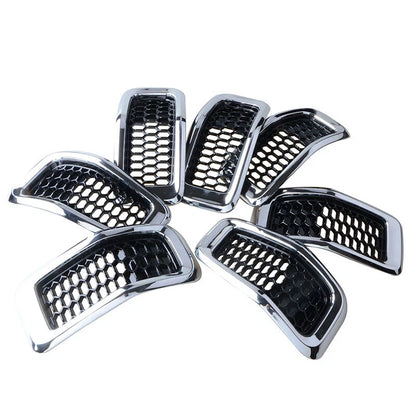 7X Chrome Black Honeycomb Mesh Grille Inserts for Jeep Cherokee (2014-2018)