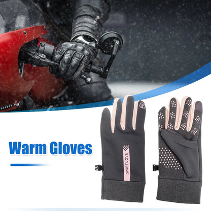 1 Pair Riding Warm Gloves Liners Pink Gray for Motorcycle Cycling Sporting