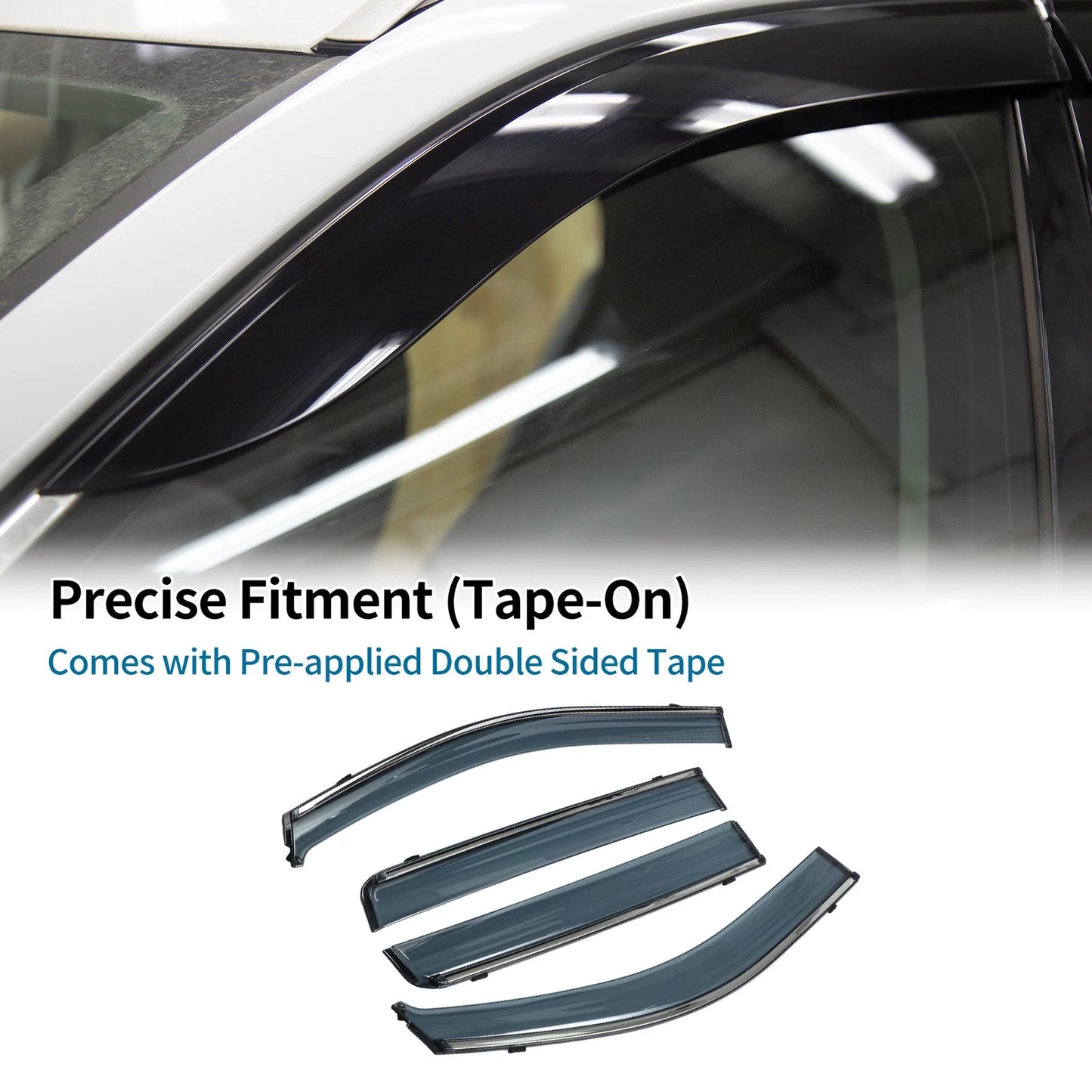 Window Deflectors for Jeep Compass Side Window Vent Visors Black (2007-2016)