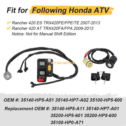 Handlebar & Key Switch for Honda Rancher 420 TRX420 (2007-2013)