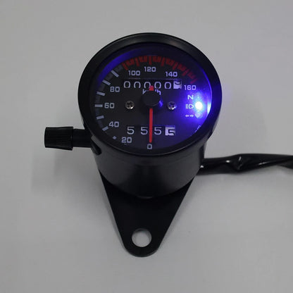 Mini Speedometer Odometer Gauge w/ Indicator Light for Motorcycle Universal (12V)