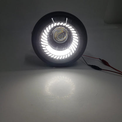 5-3/4" Switchback White LED Halo DRL Angel Eye Headlight for Motorcycle