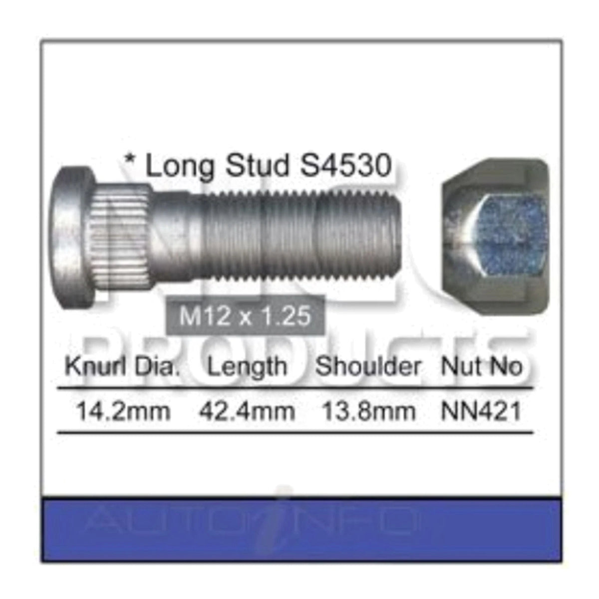 Front or Rear Wheel Stud & Nut for Nissan Tiida C11 06-13 with Steel Wheels