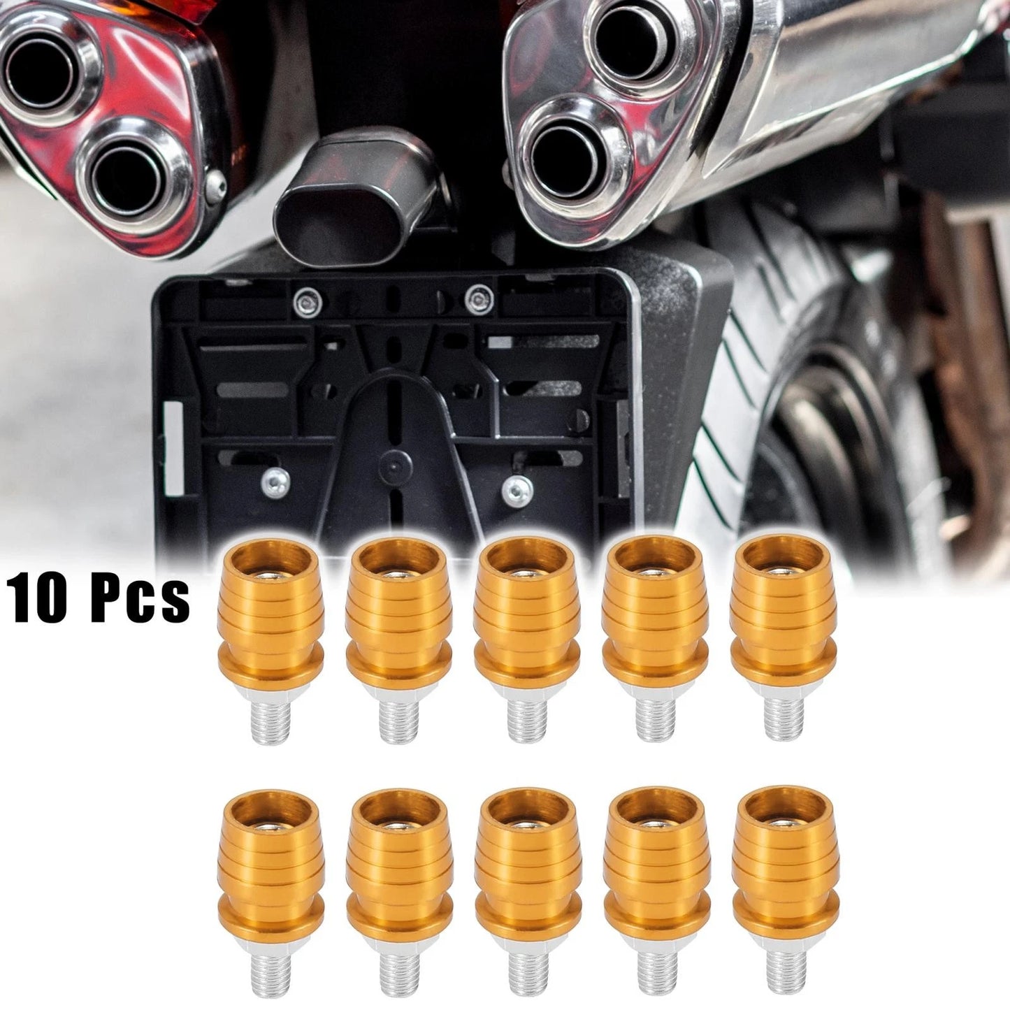 10pcs Universal License Plate Frame with M6 Bolts Gold Tone for Motorcycle