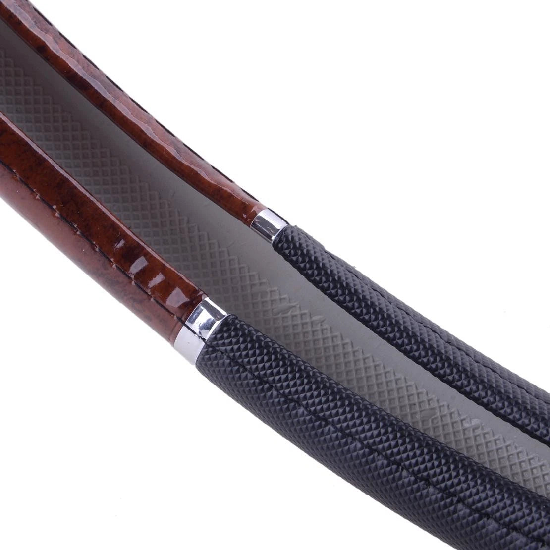 Wood Grain Leather Steering Wheel Cover for Auto Car SUV (Fits Most Models)
