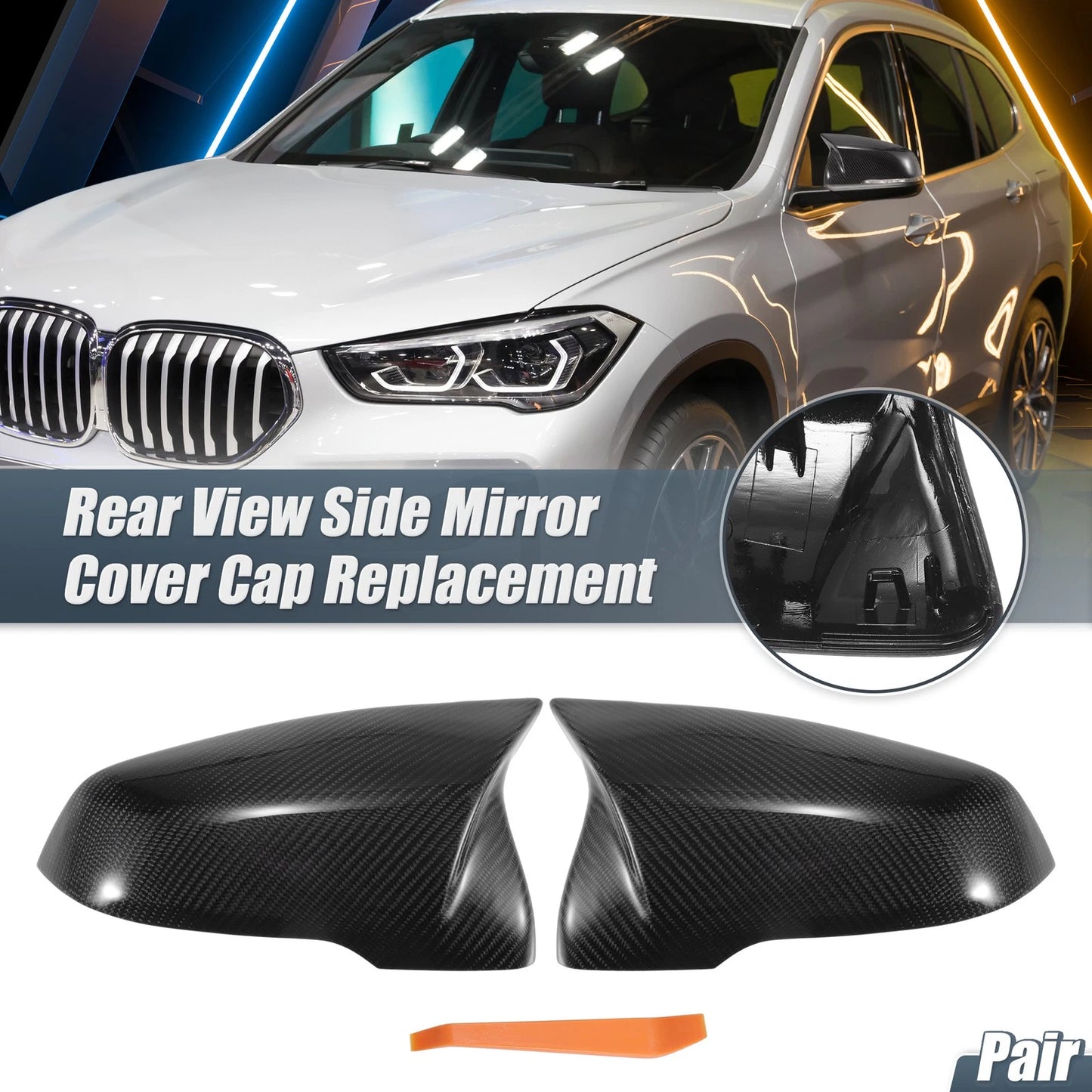 Real Carbon Fiber Rearview Mirror Cover Cap for BMW X1 X2 F48 F49 F39 (2016+)