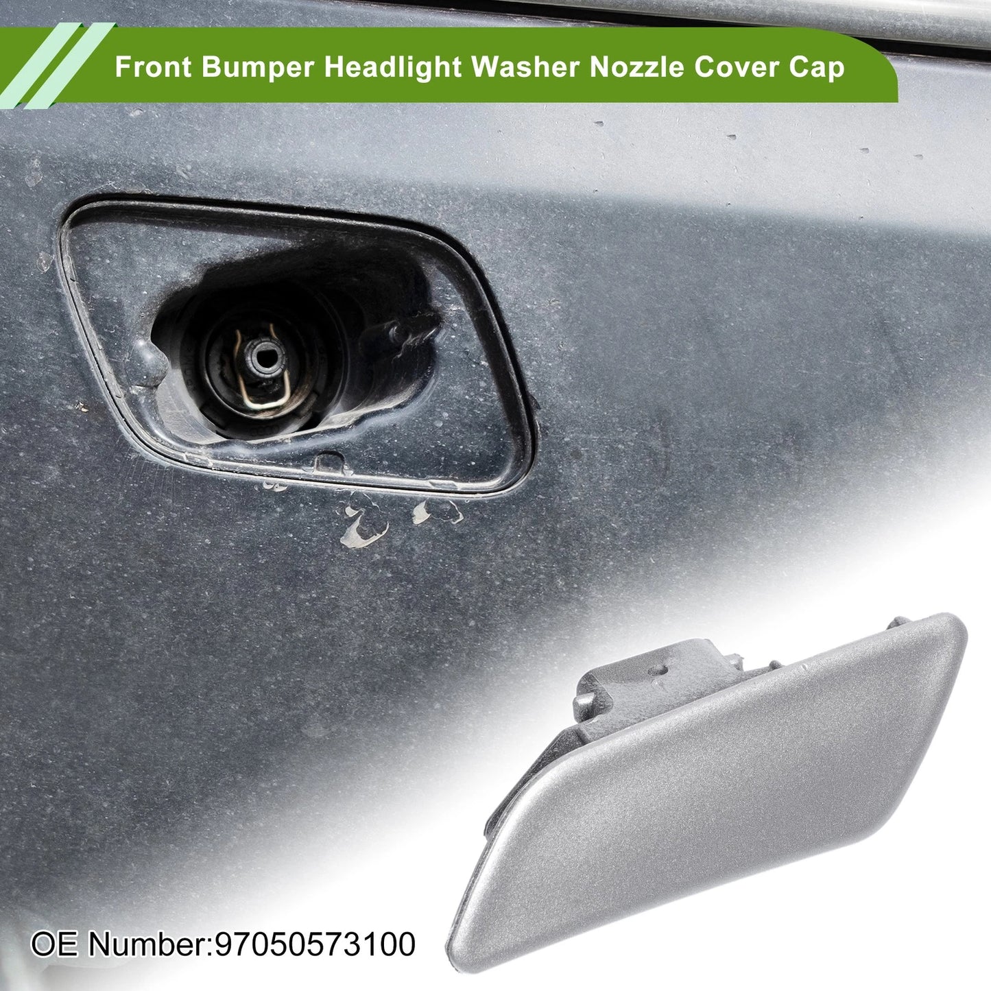 Left Washer Nozzle Cover Cap for Porsche Panamera Silver Tone
