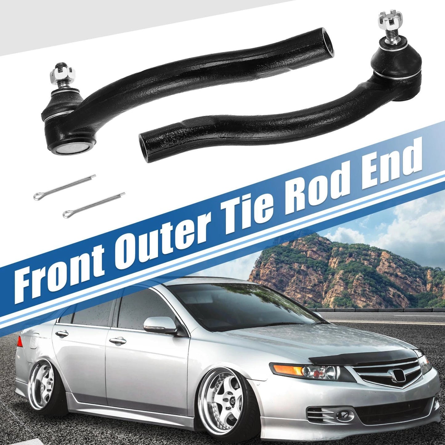 2 x Front Inner Outer Tie Rod End Links for Honda Acura TSX (2004-2008)