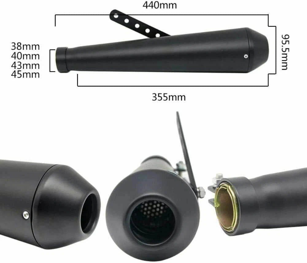 17.5" Short Exhaust Pipe Muffler Tail Pipe for Universal Motorcycle