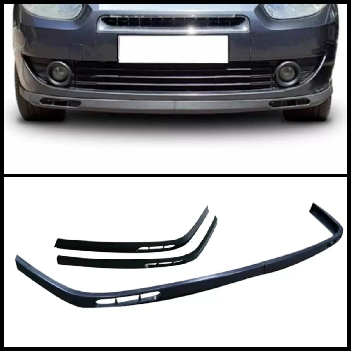 2 Piece Front Bumper Splitter Spoiler for Renault Fluence Laguna (2010-2016)