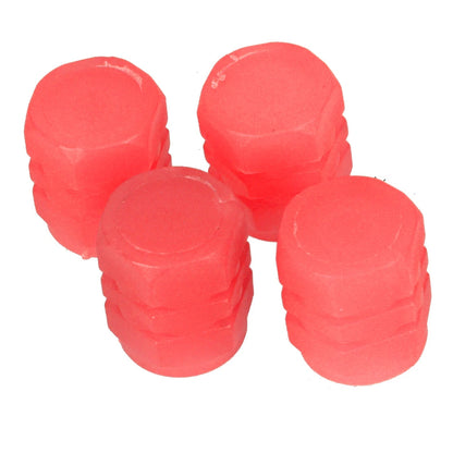 4 x Fluorescent Luminous Tire Valve Stem Caps for Car - Blue/Red