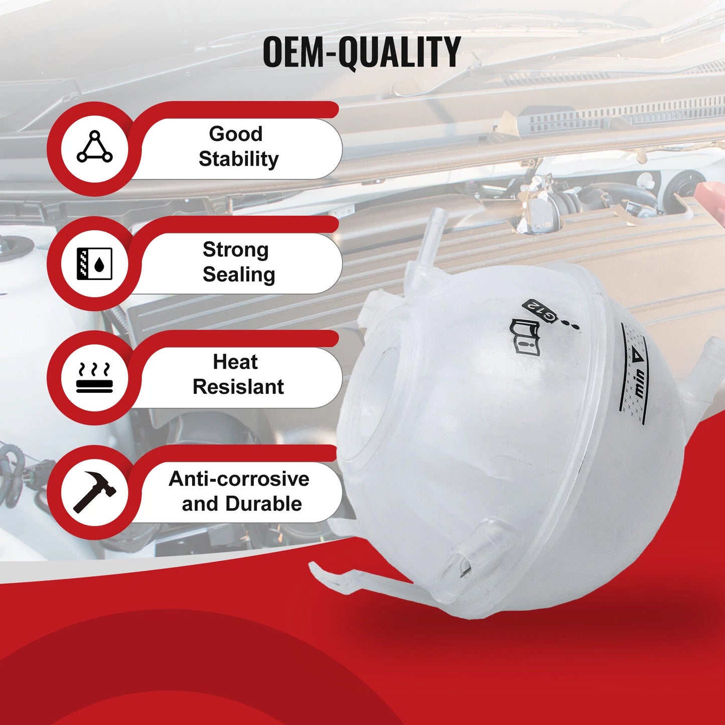 Coolant Expansion Tank for Audi A3 Q3 TT Skoda VW Golf Tiguan (2003-2023)