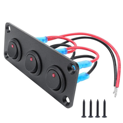 3 Gang Round Dot Rocker Switch Panel for Car/Boat/RV Use