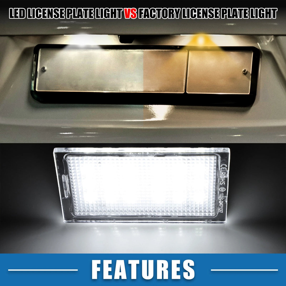 White LED License Plate Lights for Land Rover LR2 LR3 LR4 (2008-2016)