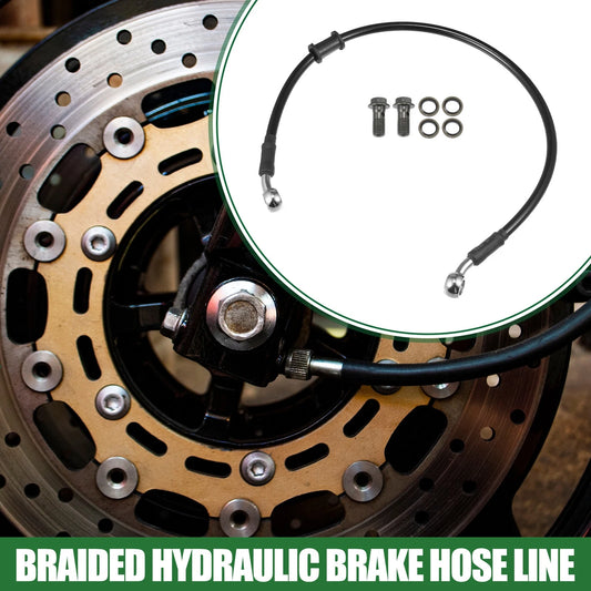 Brake Line 50cm Braided Hydraulic Oil Hose Black Silver Tone for Motorcycle