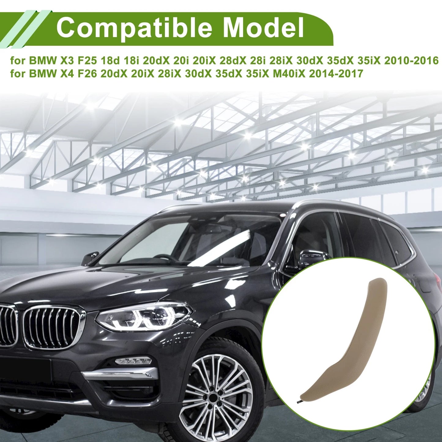 Door Panel Handle Pull Trim Cover for BMW X3 F25 (2010-2016) Beige 1 x
