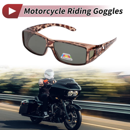 1 x Motorcycle Riding Goggles Dark Green Lens Light Black Brown Frame