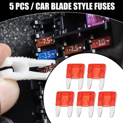 5 Pcs Mini 10AMP APM/ATM Blade Fuses for Car Short Circuit Protection