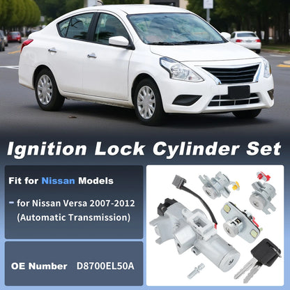Ignition Lock Cylinder & Door Trunk Lock w/ 2 Keys for Nissan Versa (2007-2012)