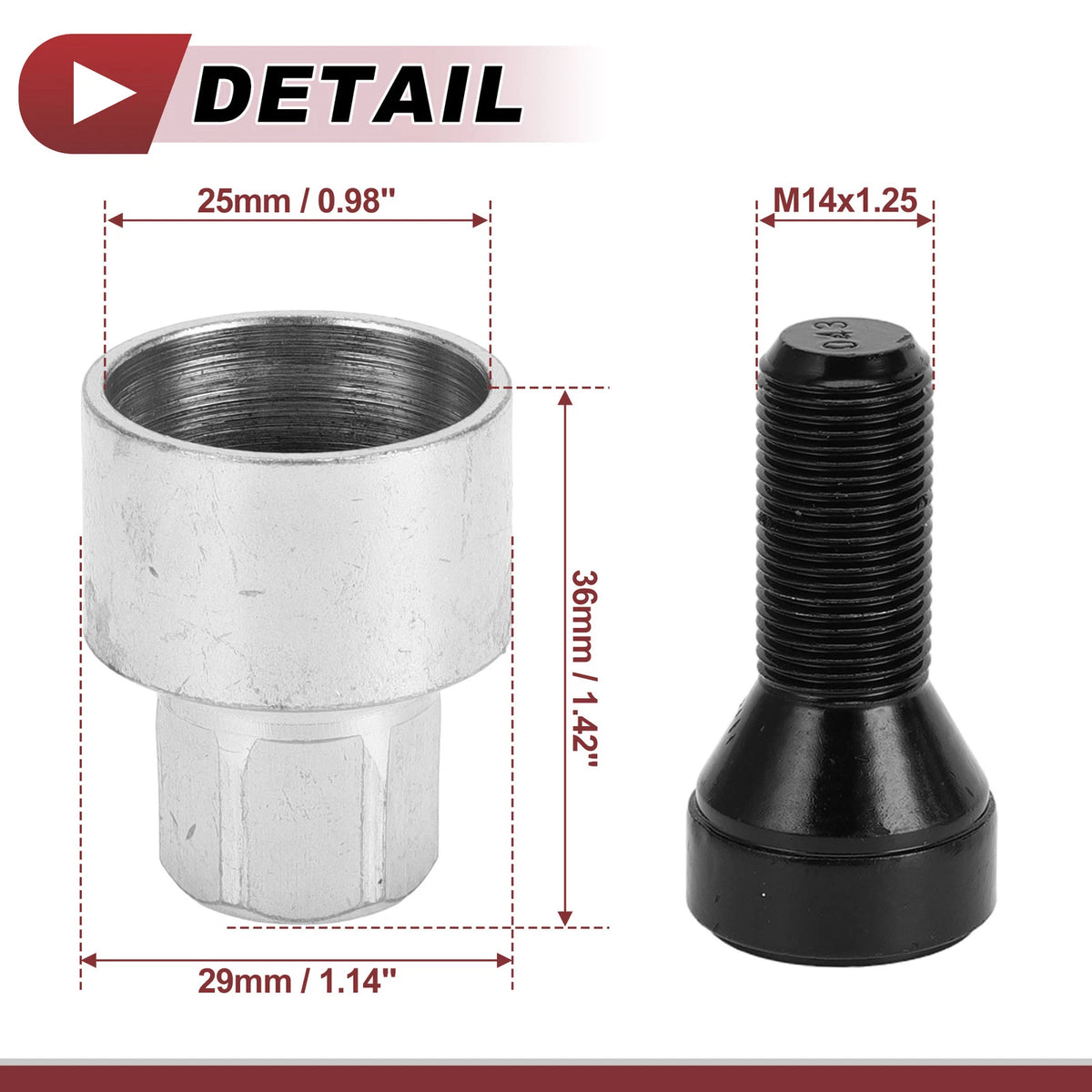Set of 1 Wheel Lock Lug Nut Anti-theft Key Socket M14*1.25 for BMW