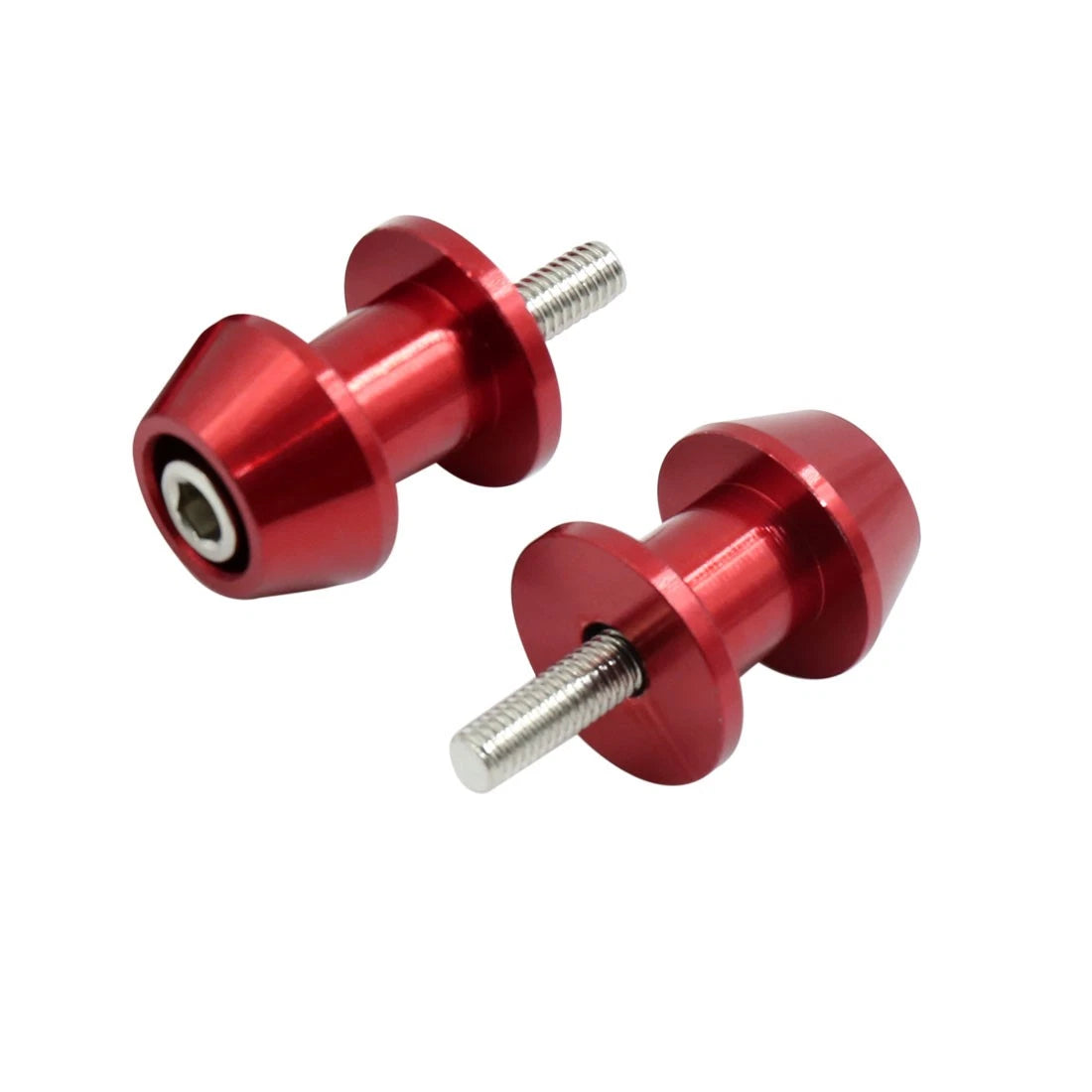 2 x 6mm Red Aluminum Alloy Swingarm Spool Slider Stand Bobbins for Motorcycle