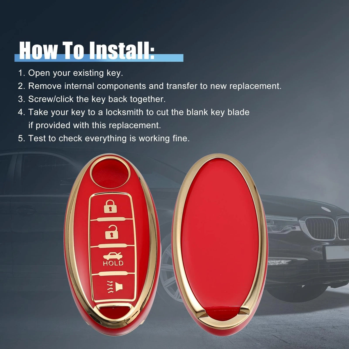 Silicone Key Fob Case Cover for INFINITI QX80 (2014) - Red