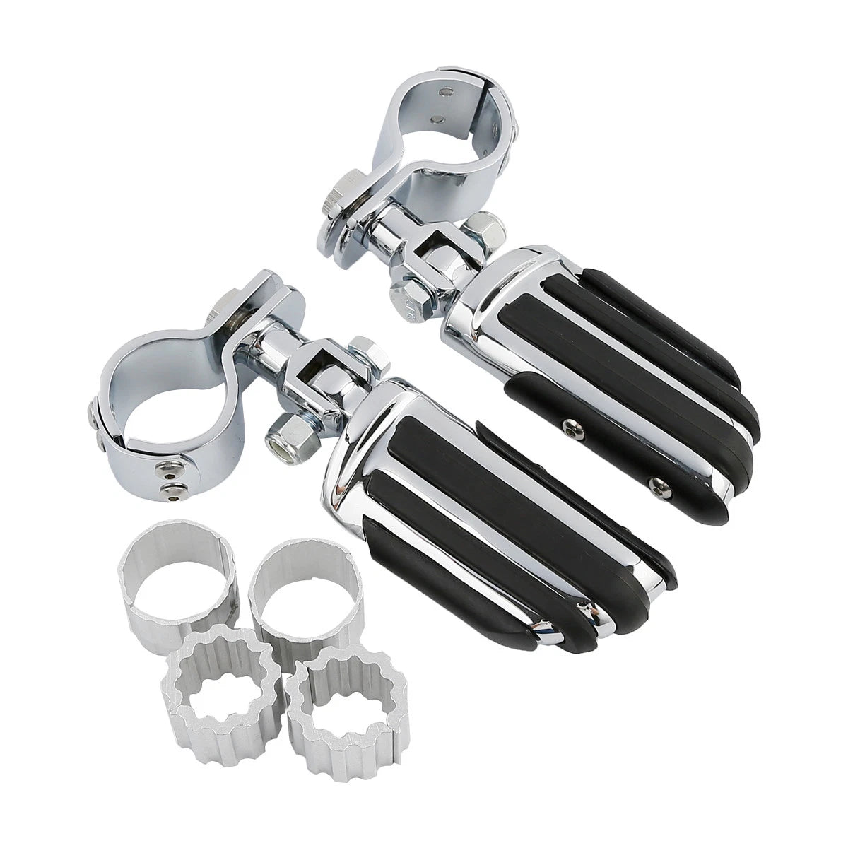 4x Chrome Adjustable Footpeg Clamps 22mm 25mm 32mm 35mm for Harley Street Glide
