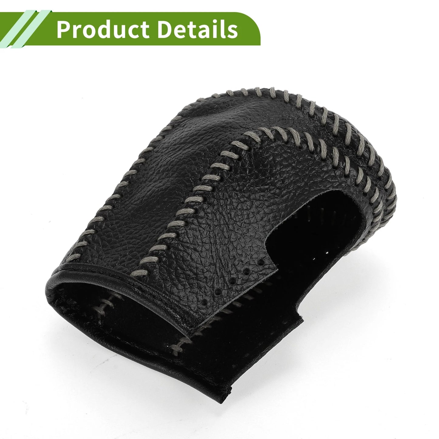 Gear Shift Knob Cover for Honda Civic 2016-2021 Pebbled Black Grey Leather