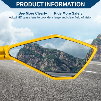 Rear View Mirror M8/M10 Prismatic Shape Gold Tone Aluminum Alloy for M8/M10