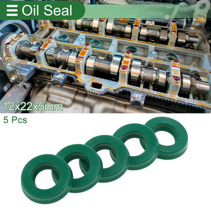 Oil Seal 5 Pcs Rotary Shaft Seal TPU 12x22x5mm High Pressure Green for All