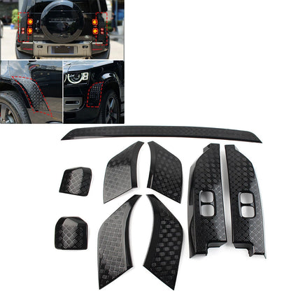 9 Pcs Black Side Moulding Body Kits for Land Rover Defender 90 110 (20-23)