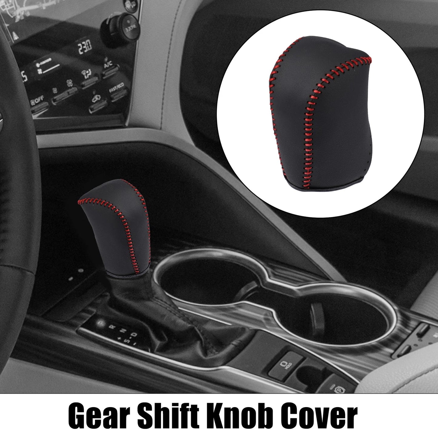Black Faux Leather Gear Shift Knob Cover for Toyota Camry (2007–2011)