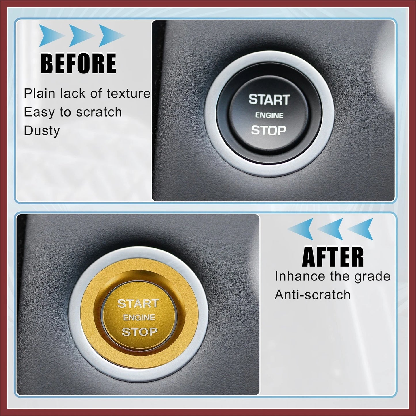 Gold Tone Start Stop Button Cover for Land Rover