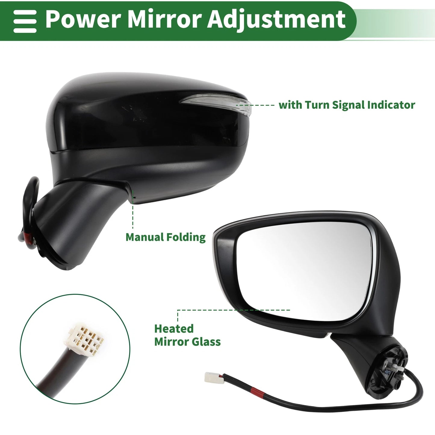 Left Side Door Mirror for MAZDA CX-5 2015-2016 Manual Folding Black