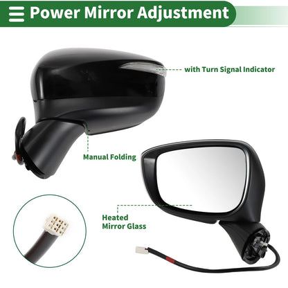 Left Side Door Mirror for MAZDA CX-5 2015-2016 Manual Folding Black