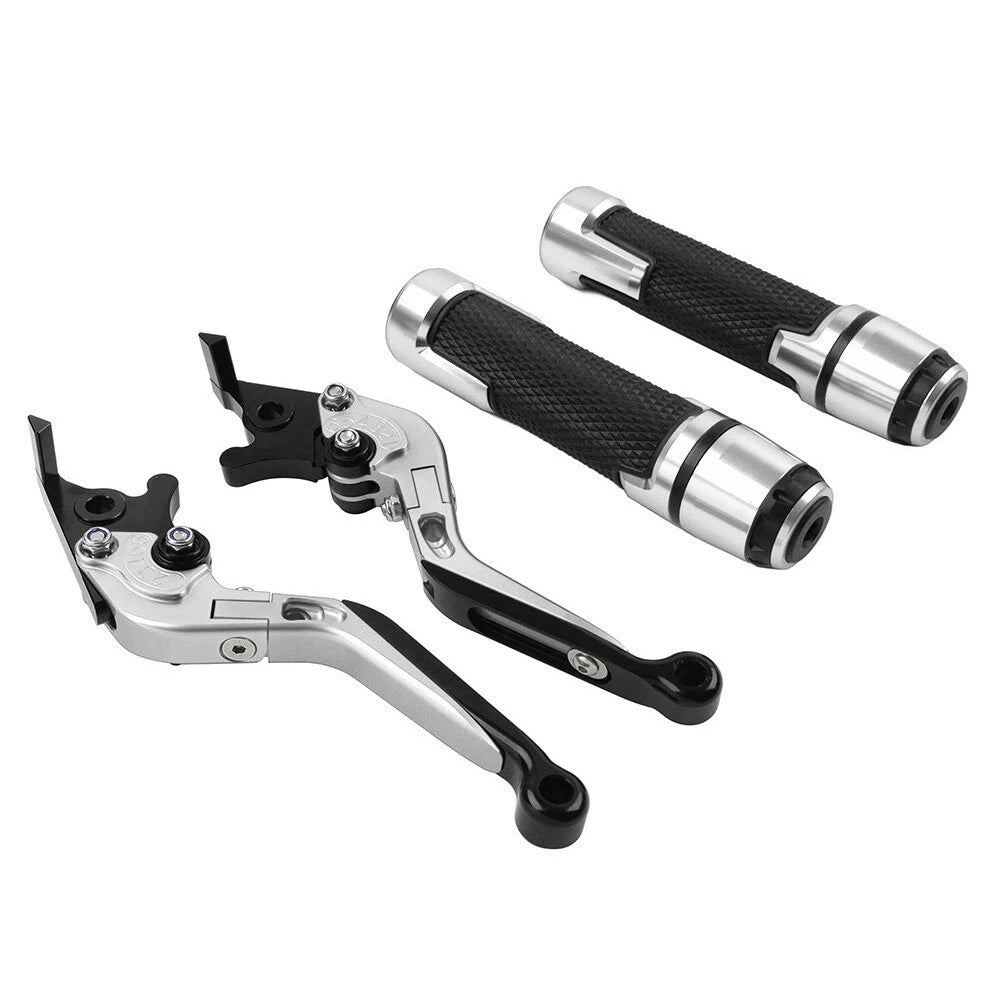 Silver Extendable Brake Clutch Lever Grip Set for Honda CB1100 CB1300 (2013-2023)