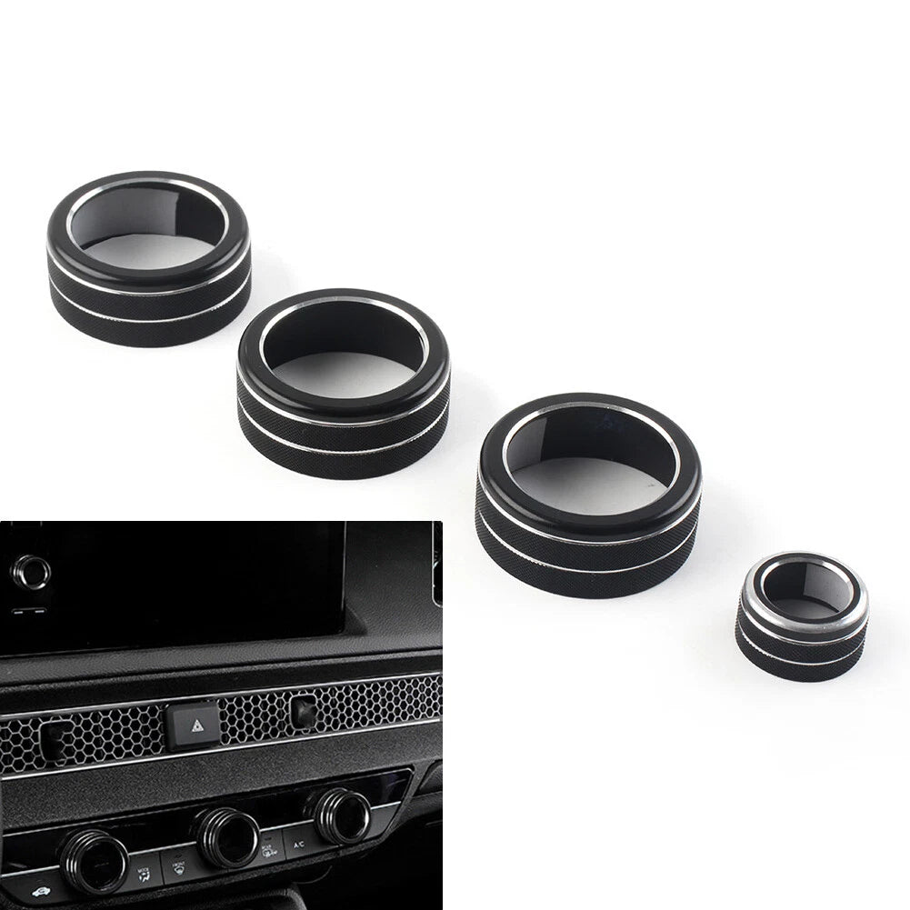 4 x AC Climate Control Knob Ring Covers for Honda Civic (2022 - Present) Black