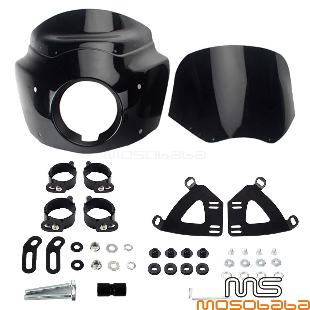 Front Headlight Fairing w/ Extension Blocks for Harley Motorcycle