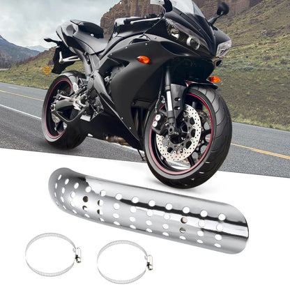 Exhaust Heat Pipe Shield Curved with Hole Silver Tone for Harley